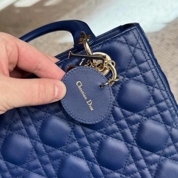 Dior 2022 Blue Lambskin Cannage Medium Lady Dior Handbag - Picture 9 of 16